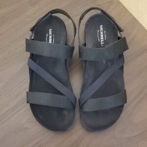 Merrell Women's Air Cushion Strappy Black Sandals